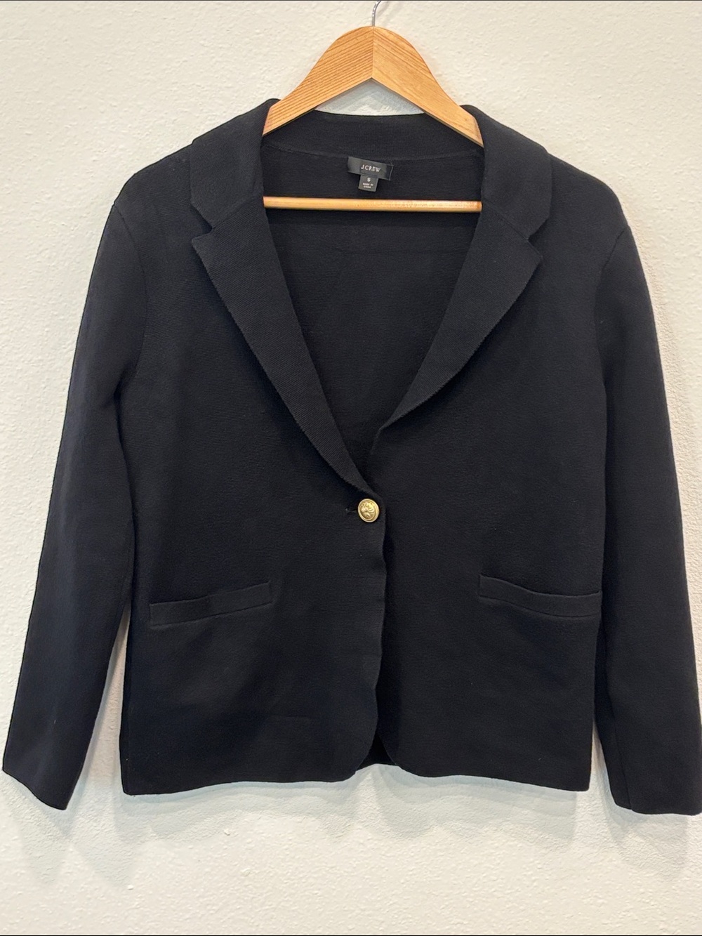 J. Crew Women’s Black Single-Button Blazer with Gold Button Size S